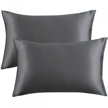 Satijnen Kussensloop Antraciet Duo pack 50x60 cm