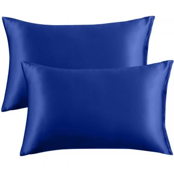 Satijnen Kussensloop Marine Blue Duo pack 50x60 cm